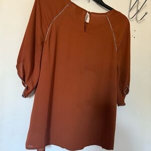 Worthington Brown 3/4 Sleeve Relaxed Blouse